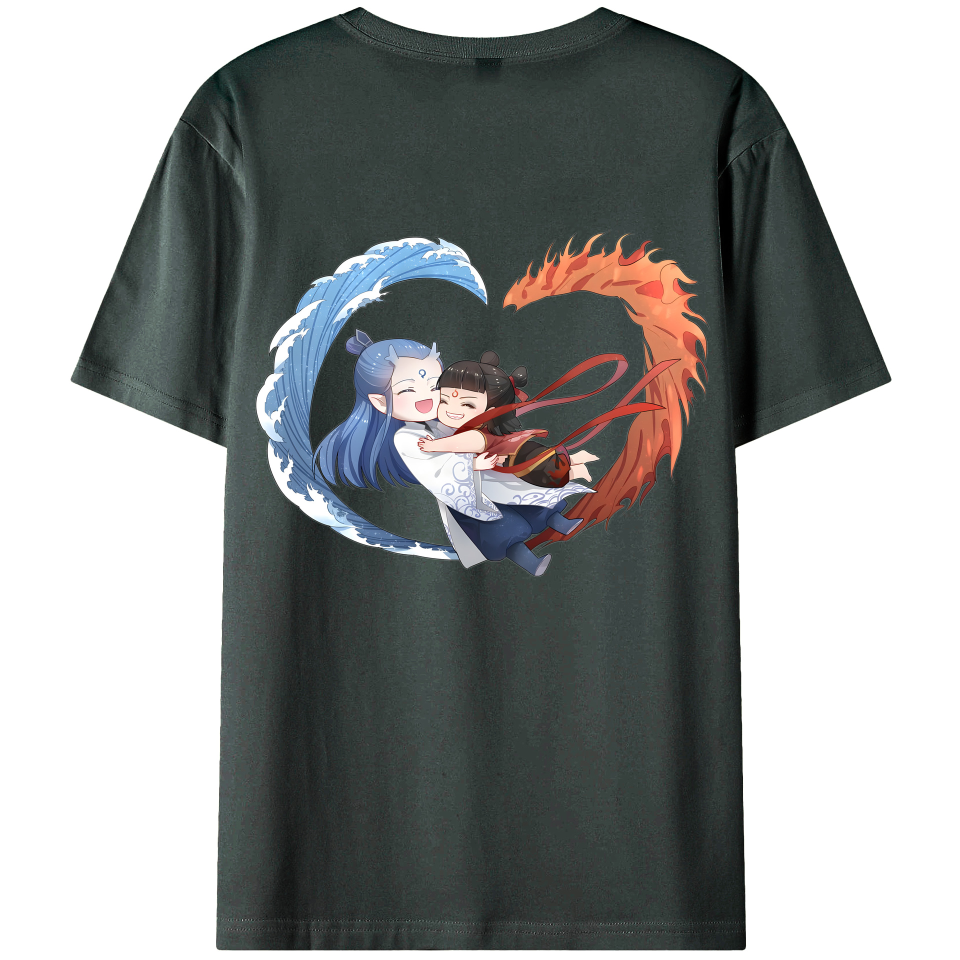 （画像用） Ne Zha 2 ナタ 魔童の大暴れ 綿100％ メンズ半袖Tシャツ（バックプリント） 通気性